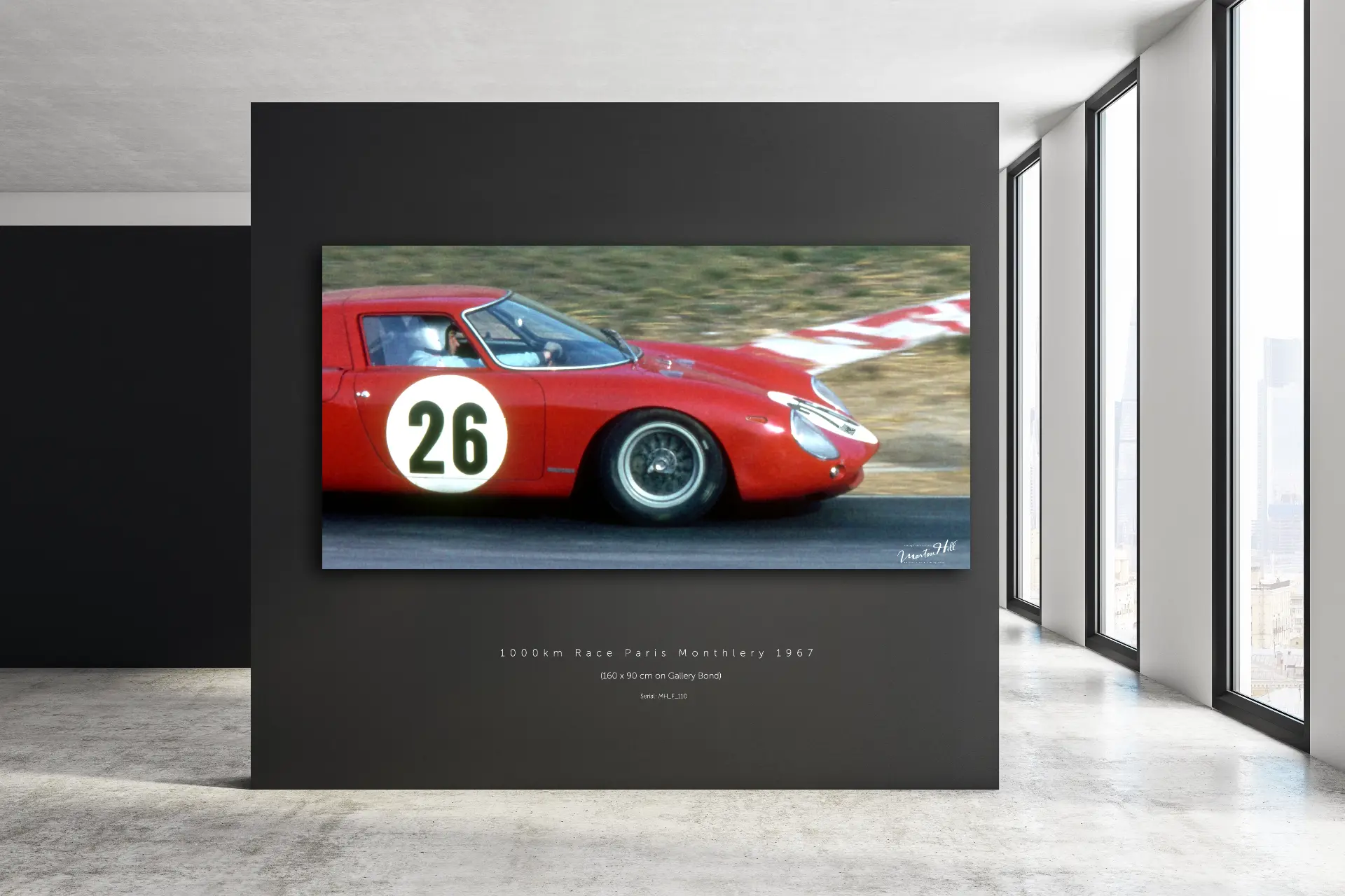 Gerahmter Acrylabzug: roter Ferrari 250 LM Nr. 26, 1000-km-Rennen Paris Montlhéry 1967